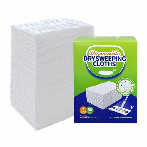 JEBBLAS Disposable Mop Cloth Dry Sweeping Pad for Flat Mop Sweeping Cloths Multi Surface Refills 60 PcsPack